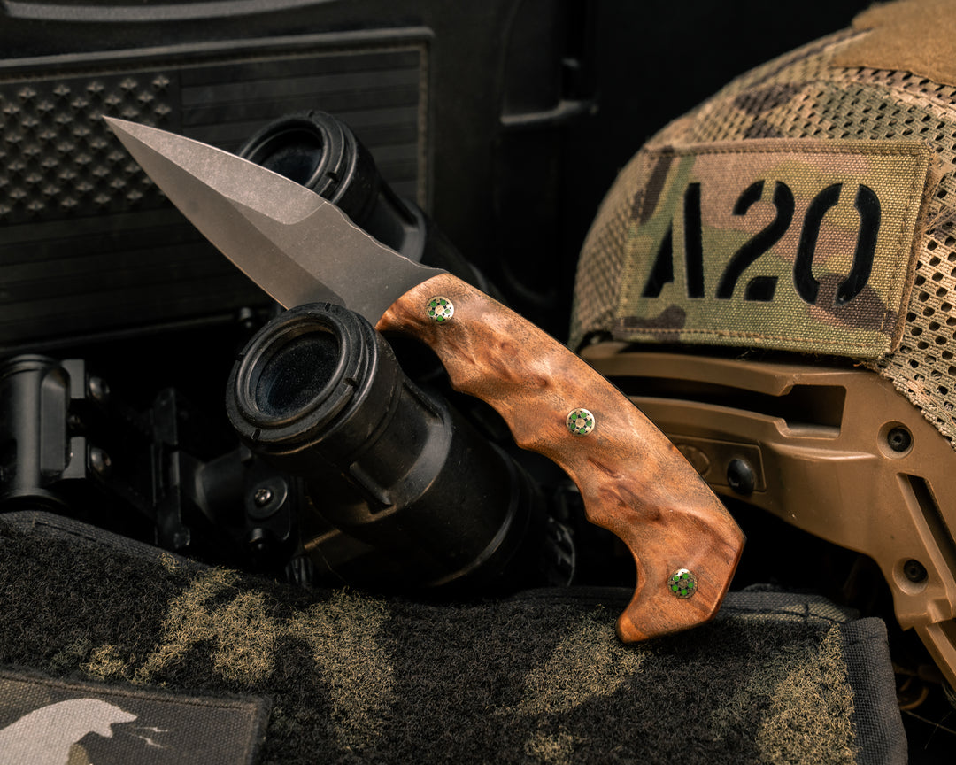 3" HUMINT- Teak, Mosaic Pins, Textured Grip