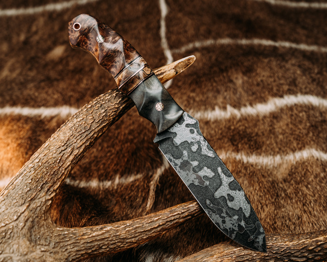 Disaster Breacher- Buckeye Burl, Black G10 and Copper Pin Striping, Spalted Maple Split, Redwood Burl, Mosaic Pins, Copper Lanyard Pin, Textured Grip