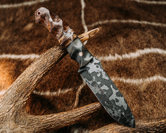 Disaster Breacher- Buckeye Burl, Black G10 and Copper Pin Striping, Spalted Maple Split, Redwood Burl, Mosaic Pins, Copper Lanyard Pin, Textured Grip