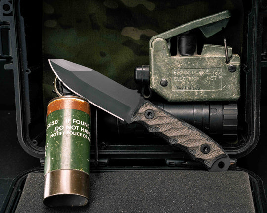 Disaster Jr - OD Green / Black Canvas Micarta, Armor Black Cerakote, Allen Bolts, Textured Grip