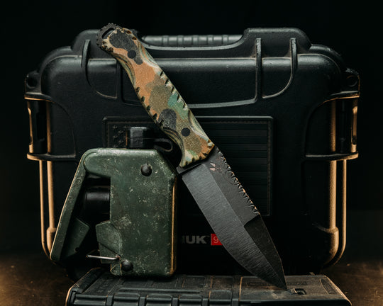 Hog Hunt- WWII German Leibermuster Canvas Micarta, CF Pins, Textured Grip