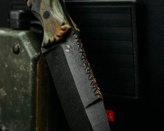 Hog Hunt- WWII German Leibermuster Canvas Micarta, CF Pins, Textured Grip