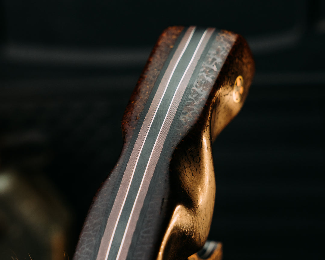 K9 Push Blade- Baker Forge Raindrop CopperMai- Mammoth Bone, Mosaic Pins, Textured Grip
