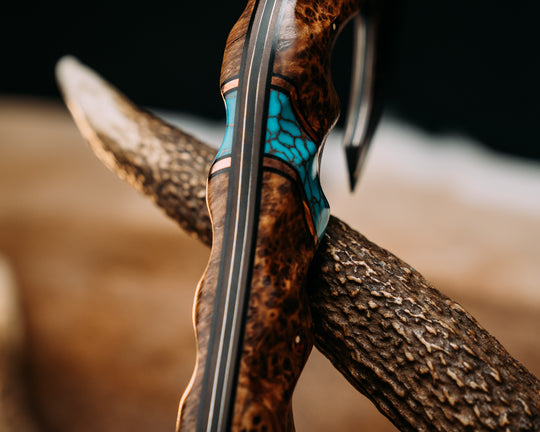 Mini Viking Hawk- Baker Forge Random Pattern CopperMai NiShim- Black Ash Burl, Black G10 and Copper Pin Striping, Turquoise with Copper Web Tru-stone Split, Copper Patriot Mosaic Pins, Textured Grip