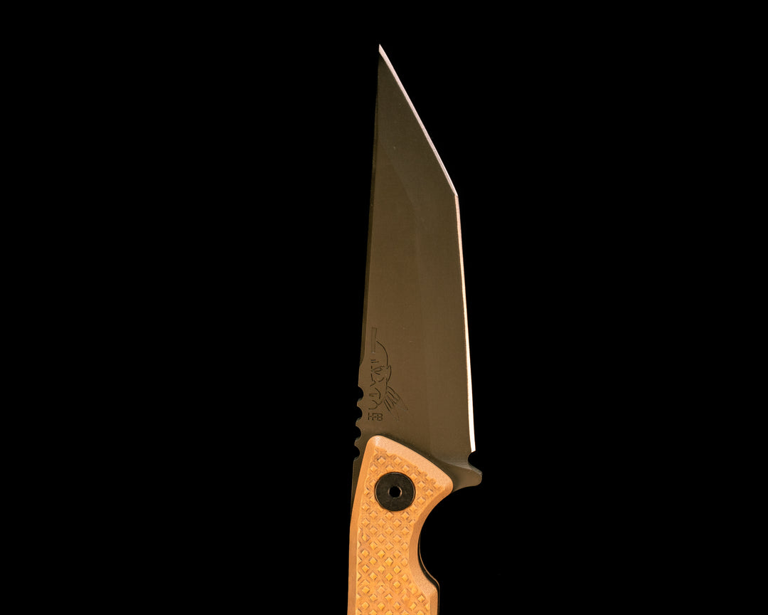 SHAW SHIV x HFB- Coyote Tan G10, OD Green Cerakote, Black Allen Bolts, Knurling Grip