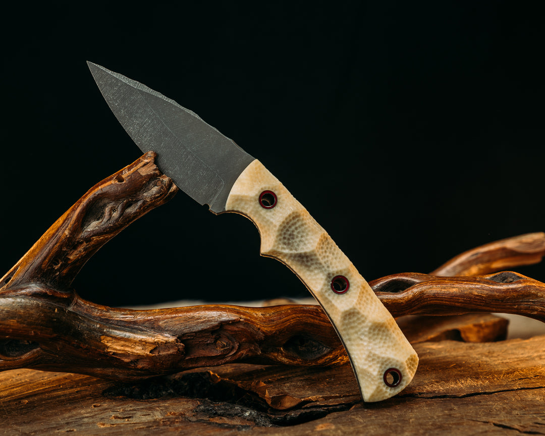 Storm Breaker- Giraffe Bone, Aluminum Red and Hollow Pins, Textured Stippled Grip