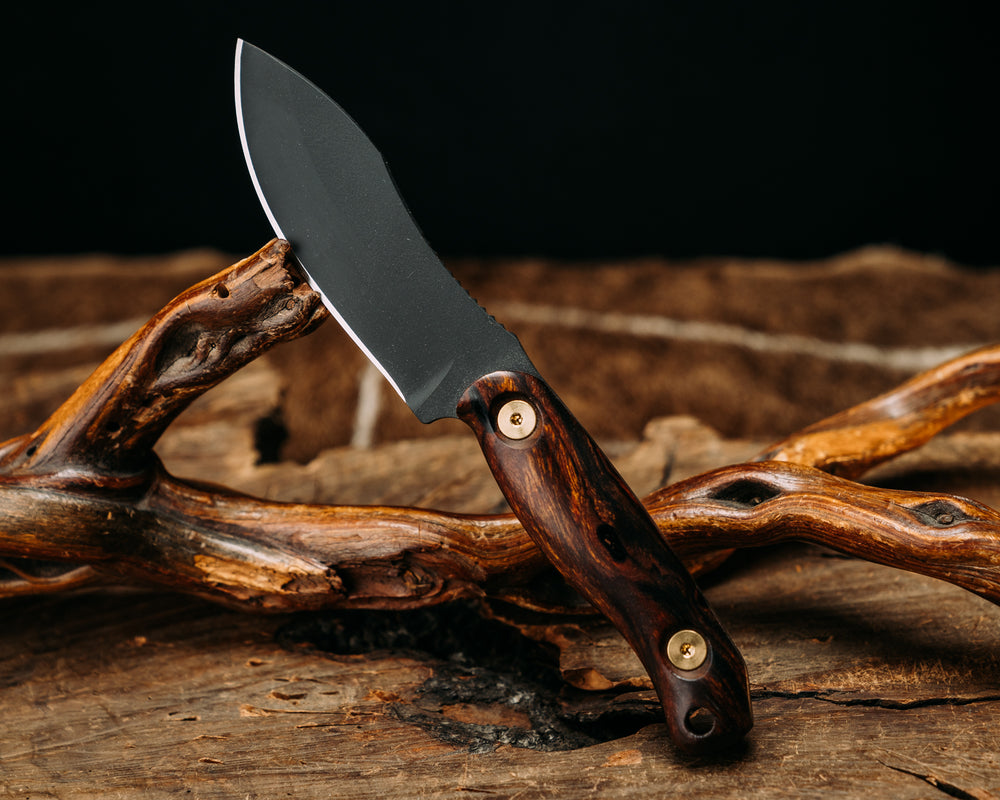 Skinner Jr- Desert Ironwood, Armor Black Cerakote, Brass Allen Bolts, Smooth Grip