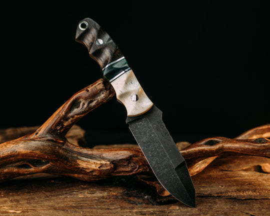 Disaster Jr Gen 3 - Giraffe Bone, Black G10 & Aluminum Pin Striping, Carbon Fiber Split, Ancient Bog Oak, Mosaic Pins, Mosaic Lanyard Pin, Textured Grip