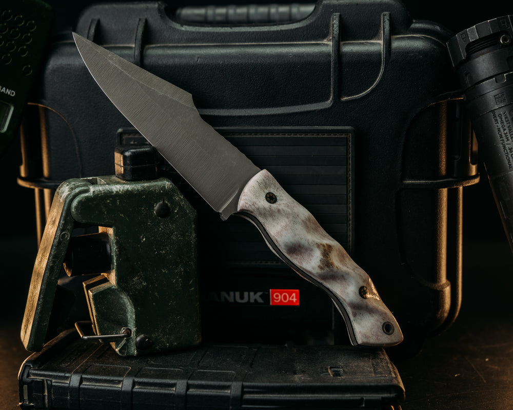 Widow Maker - Elk Antler, Mosaic Pins, Aluminum Lanyard Pin, Textured Grip