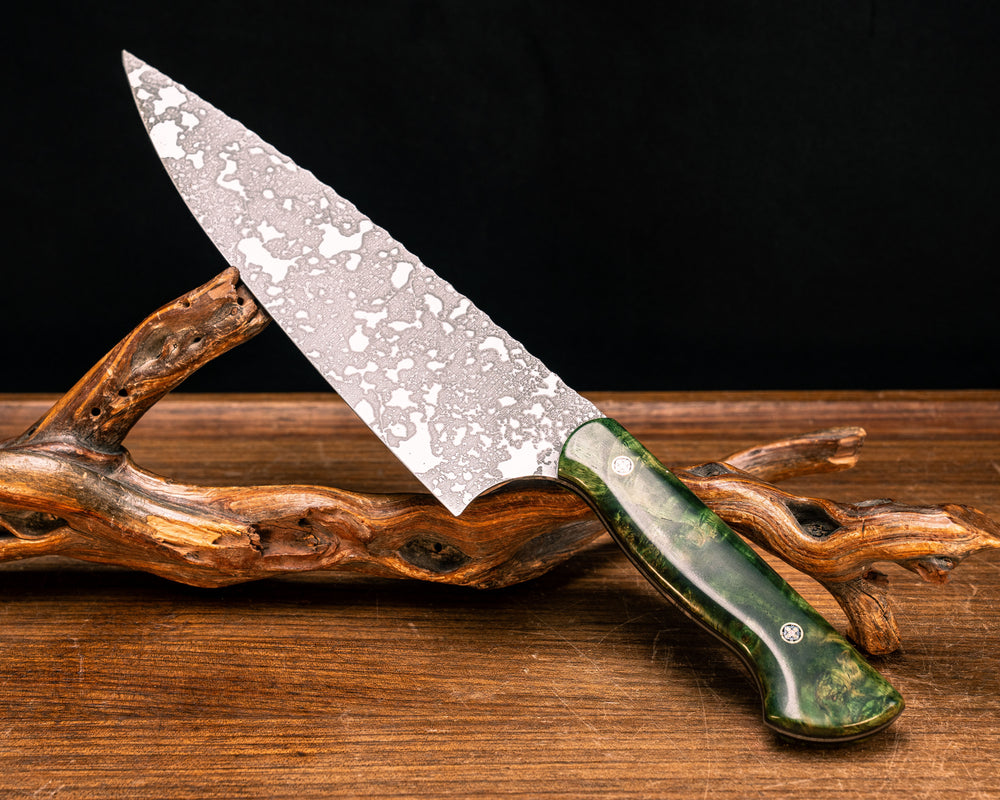 Chef Blade- Dyed Maple, Mosaic Pins, Smooth Grip