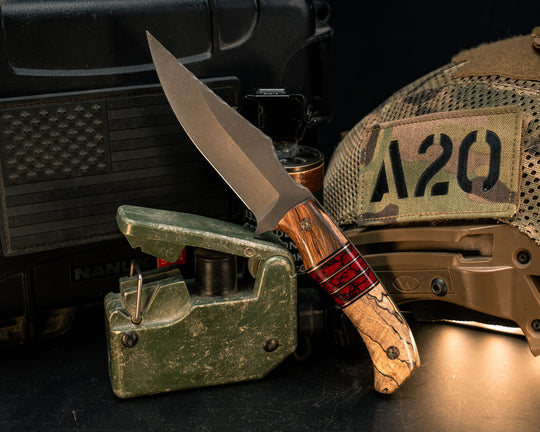 Tosahwi- Weru, Black G10 and Copper Pin Striping, Bloody Basin Tru-stone Split, Mosaic Pins, Smooth Grip