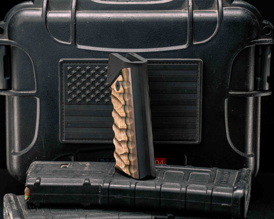 HFB x Kinetic AR Grip System - Layered Maple, Black G10, OD Green G10, Coyote G10 and Earth G10, Black Anodization, Snake Grip.