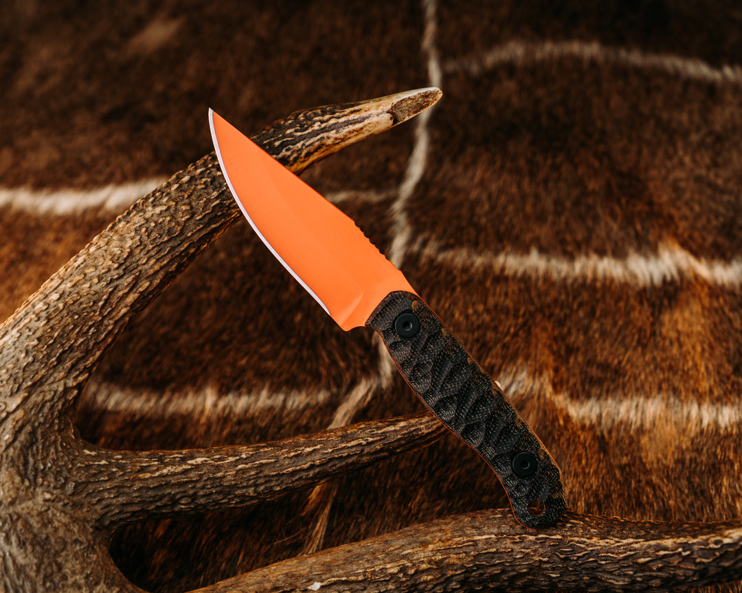 Feather Light- Black Canvas Micarta, Hunter Orange Cerakote, Allen Bolts, Textured Grip
