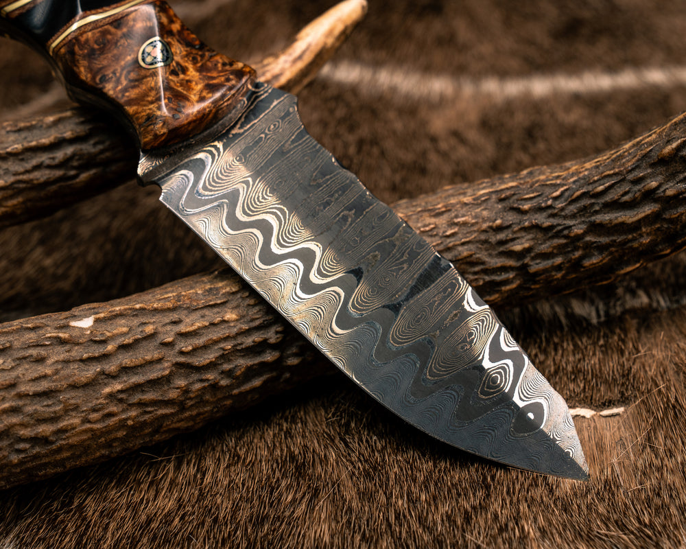 Disaster Jr- Baker Forge Ladder Pattern BronzeMai- Black Ash, Natural Micarta, Brass and Bison Horn Split, Weru, Mosaic Pins, Brass Lanyard Pin, Textured Grip