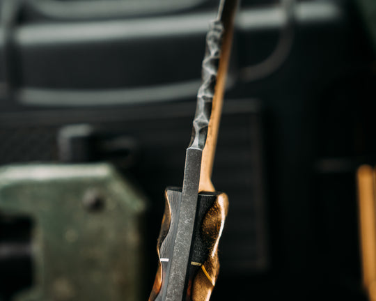 Disaster Jr Gen 3 (.21") - Weaved Carbon Fiber, Brass Split, Hawaiian Curly Koa, Mosaic Pins, Brass Lanayrd Pin, Textured Grip.