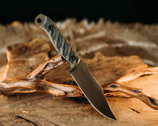 Crow Scout - Black & OD Green Micarta, Midnight Bronze Cerakote, Allen Bolts, Textured Grip