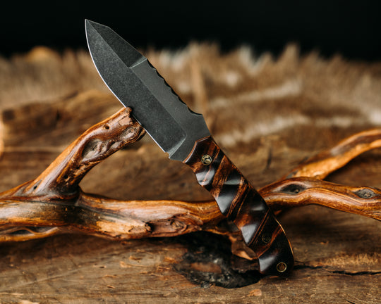 Disaster Jr Gen 3 - Hawaiian Curly Koa, Mosaic Pins, Brass Lanyard Pin, Textured Grip.