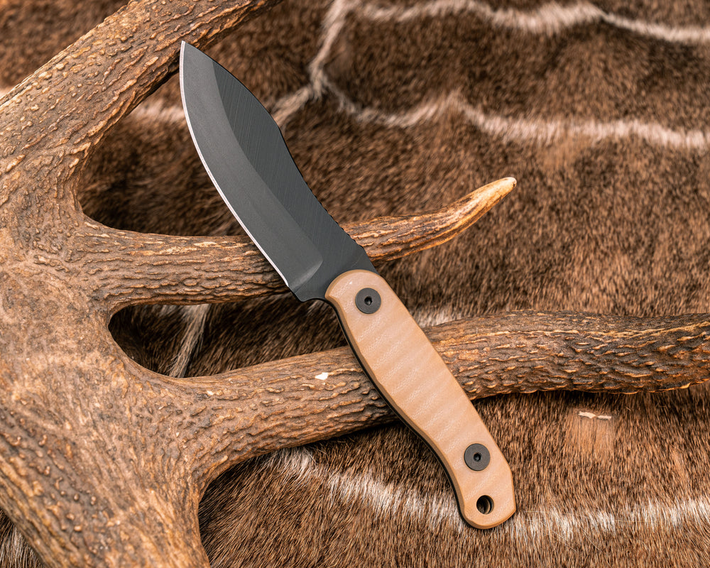 Skinner Jr - Ghost/Coyote G10, Armor Black Cerakote, Allen Bolts, Textured Grip