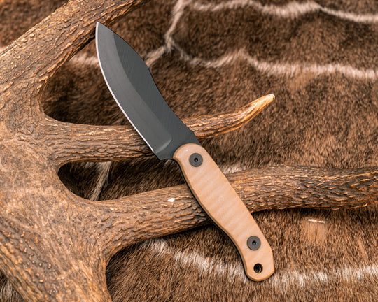 Skinner Jr - Ghost/Coyote G10, Armor Black Cerakote, Allen Bolts, Textured Grip