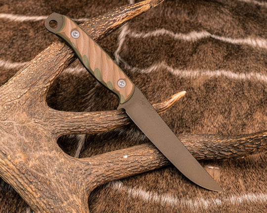 Crow Breakdown-Coyote/OD Green G10, Midnight Bronze Cerakote, Ti Torx Bolts, Textured Grip