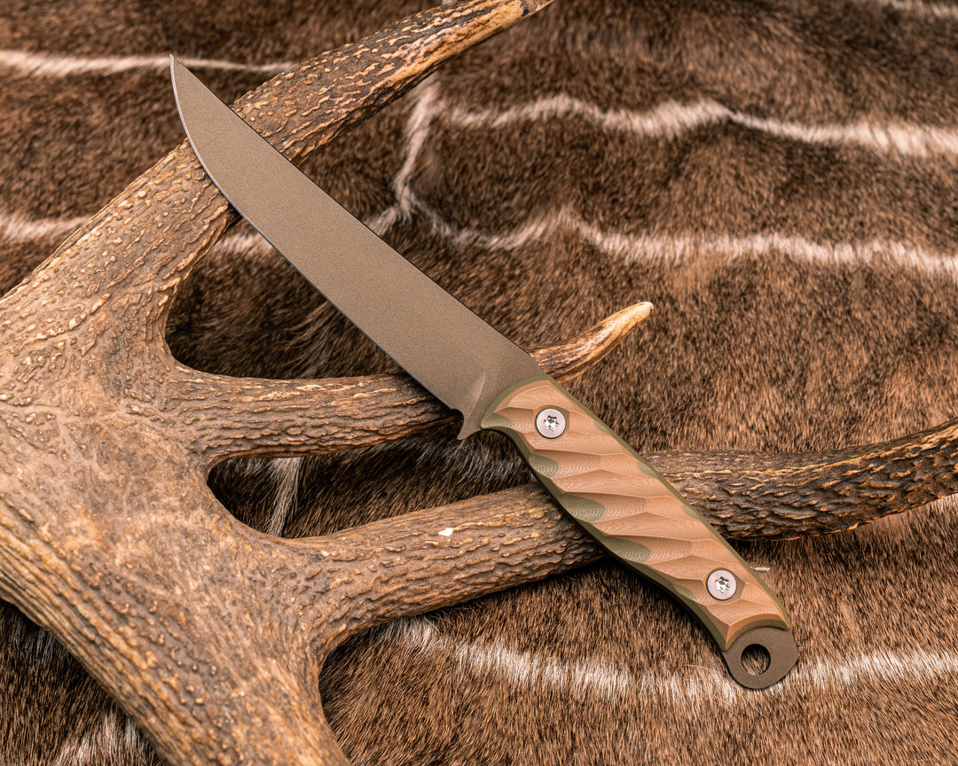 Crow Breakdown-Coyote/OD Green G10, Midnight Bronze Cerakote, Ti Torx Bolts, Textured Grip