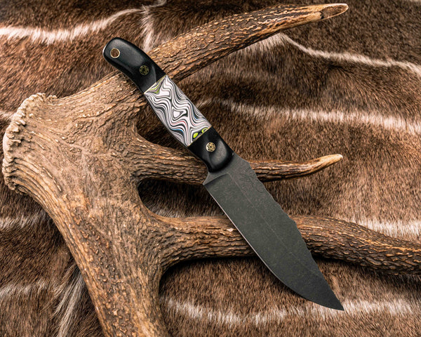 Crow Scout- African Blackwood, Brass and Fordite Split, Mosaic