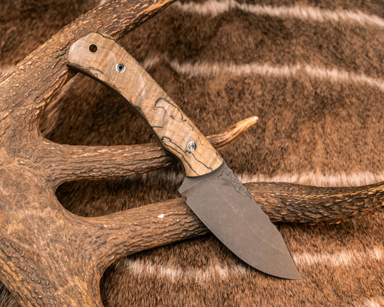 Modified Cavner- Spalted Curly Maple, Mosaic Pins, Brass Lanyard Pin, Textured Grip