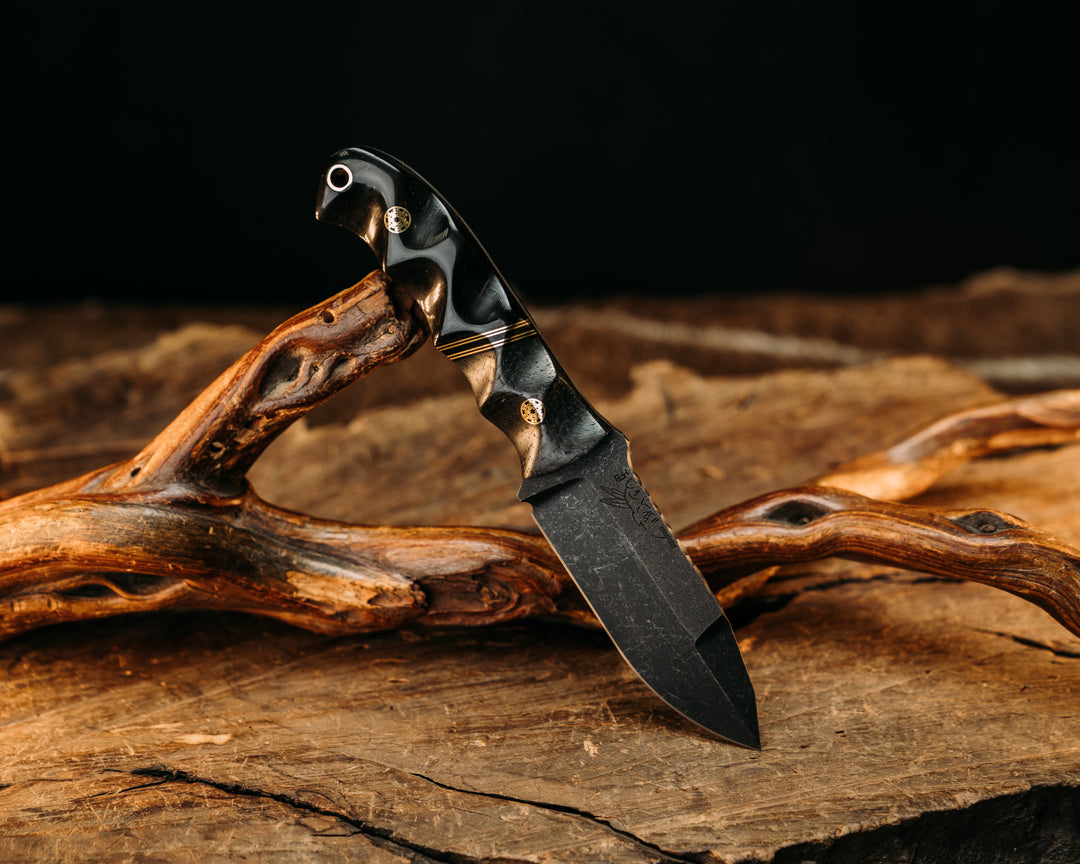 Disaster Cub Gen 3 - Weaved Carbon Fiber, Brass & Black G10 Pin Split, Bison Horn, Mosaic PIns, Brass Lanyard Pin, Textured Grip.