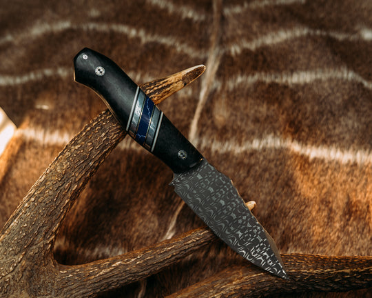 Field Knife- Vegas Forge Razor Wire- Dyed Redwood, Black G10, OD Green G10, White G10 and Brass Pin Striping, Aluminum and Sodalite Tru-stone Split, Mosaic Pins, Smooth Grip