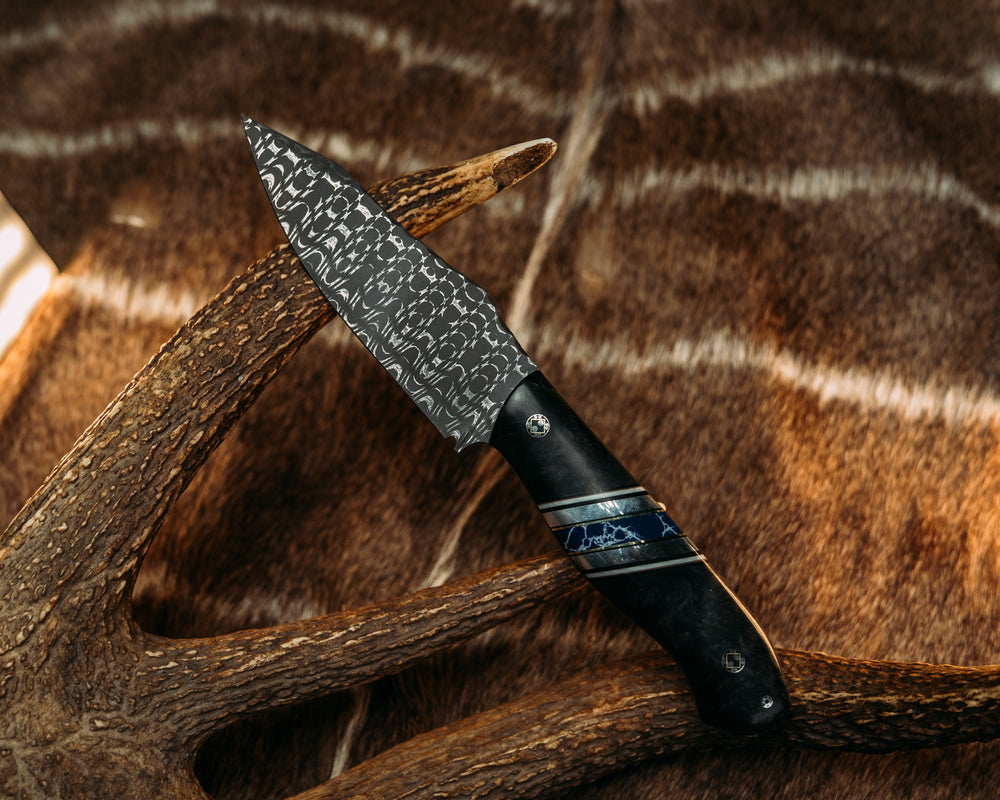 Field Knife- Vegas Forge Razor Wire- Dyed Redwood, Black G10, OD Green G10, White G10 and Brass Pin Striping, Aluminum and Sodalite Tru-stone Split, Mosaic Pins, Smooth Grip