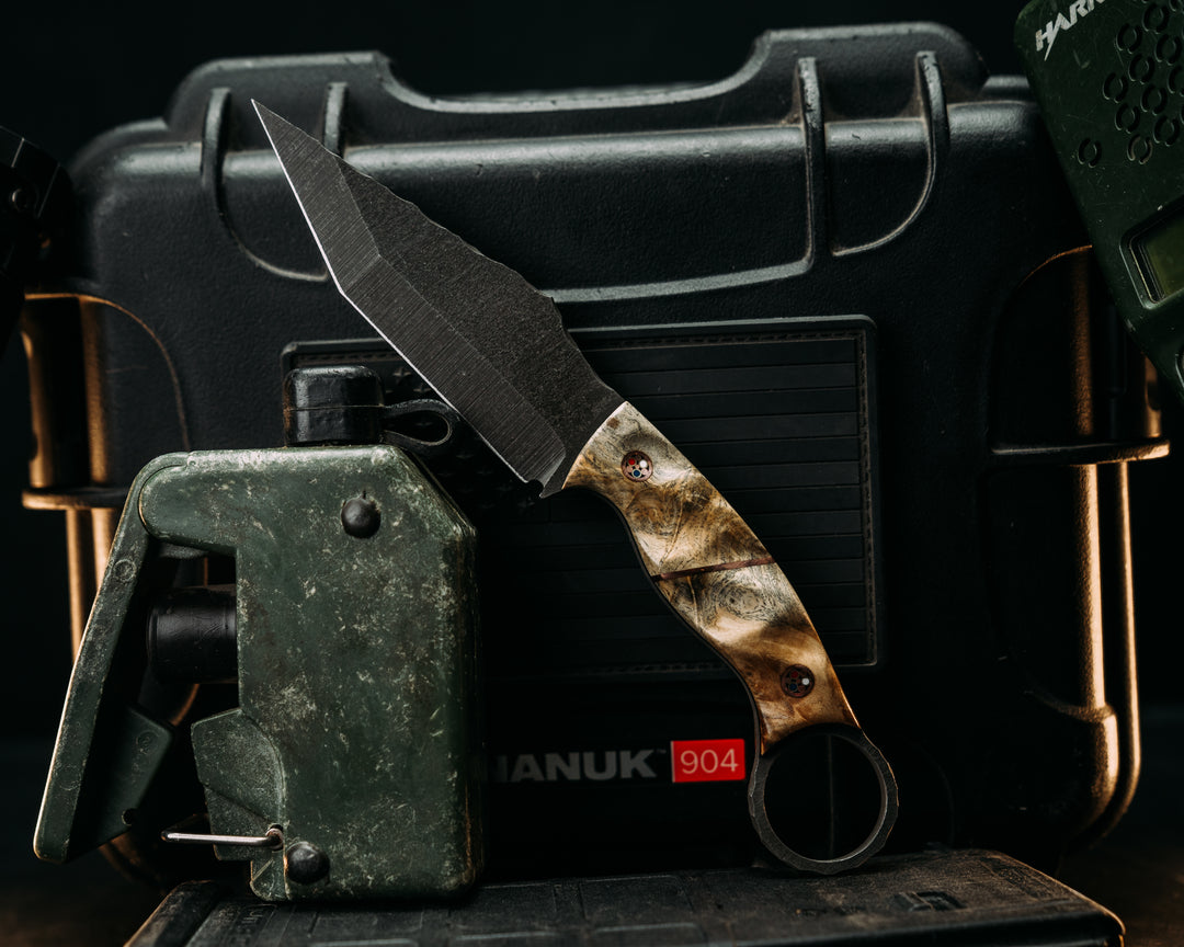 Ring Tac Tanto (.17") - Buckeye, Copper Split, Patriot Mosaic Pins, Textured Grip.