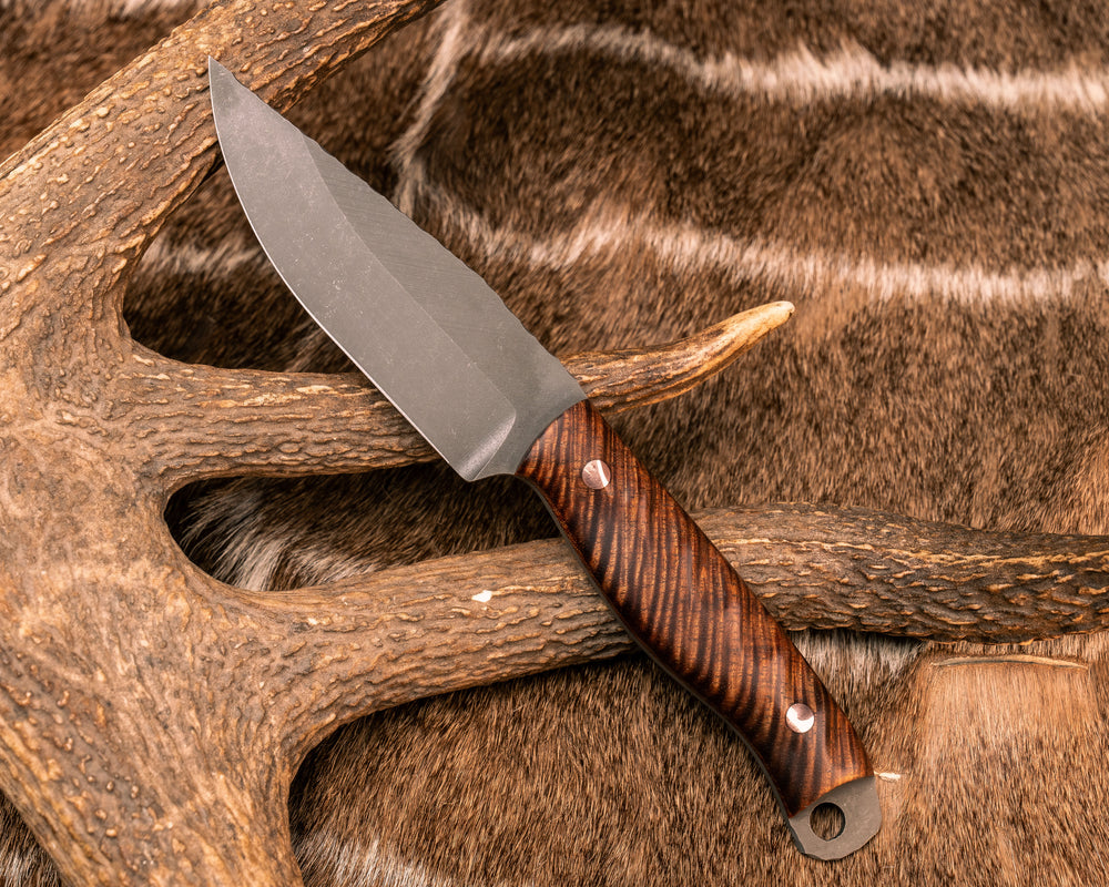 Crow Jr- Hawaiian Curly Koa, Copper Pins, Smooth Grip