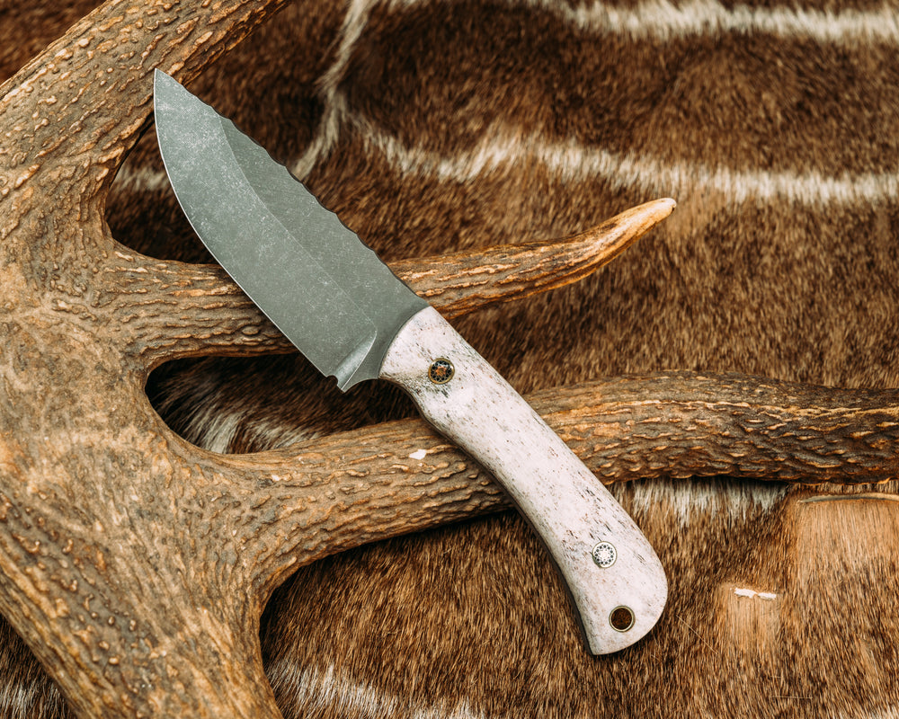 Cav Jr- CO Elk Antler, Mosaic Pins, Brass Lanyard Pin, Textured Grip