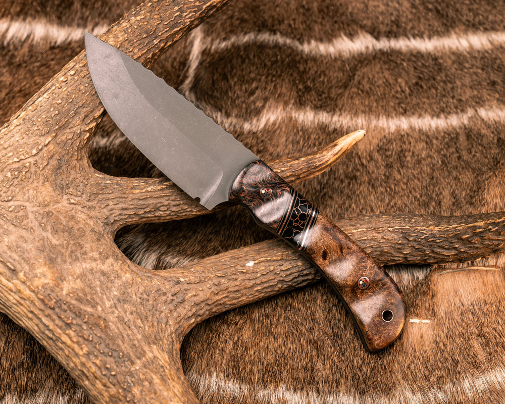 Cavner- Copper Dark Matter Carbon, Black G10, OD Green G10 and Copper Pin Striping, Black with Copper Web Tru-stone Split, Mesquite, Patriot Mosaic Pins, Copper Lanyard Pin, Textured Grip