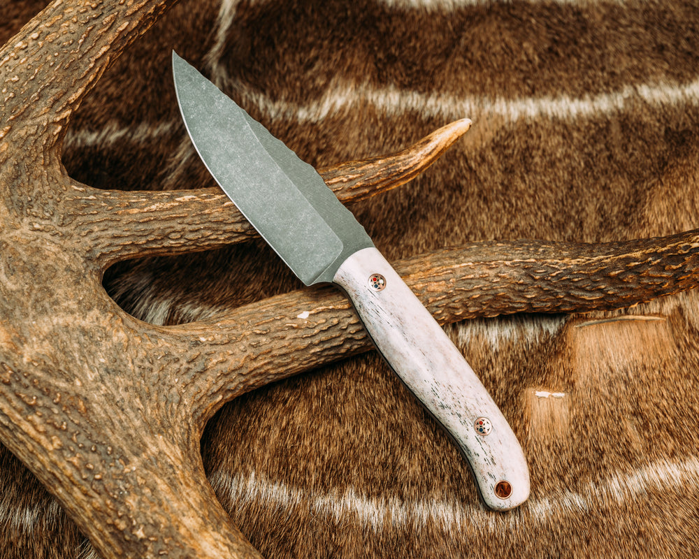 Crow Scalper- CO Elk Antler, Copper Patriot Mosaic Pins, Copper Lanyard Pin, Smooth Grip