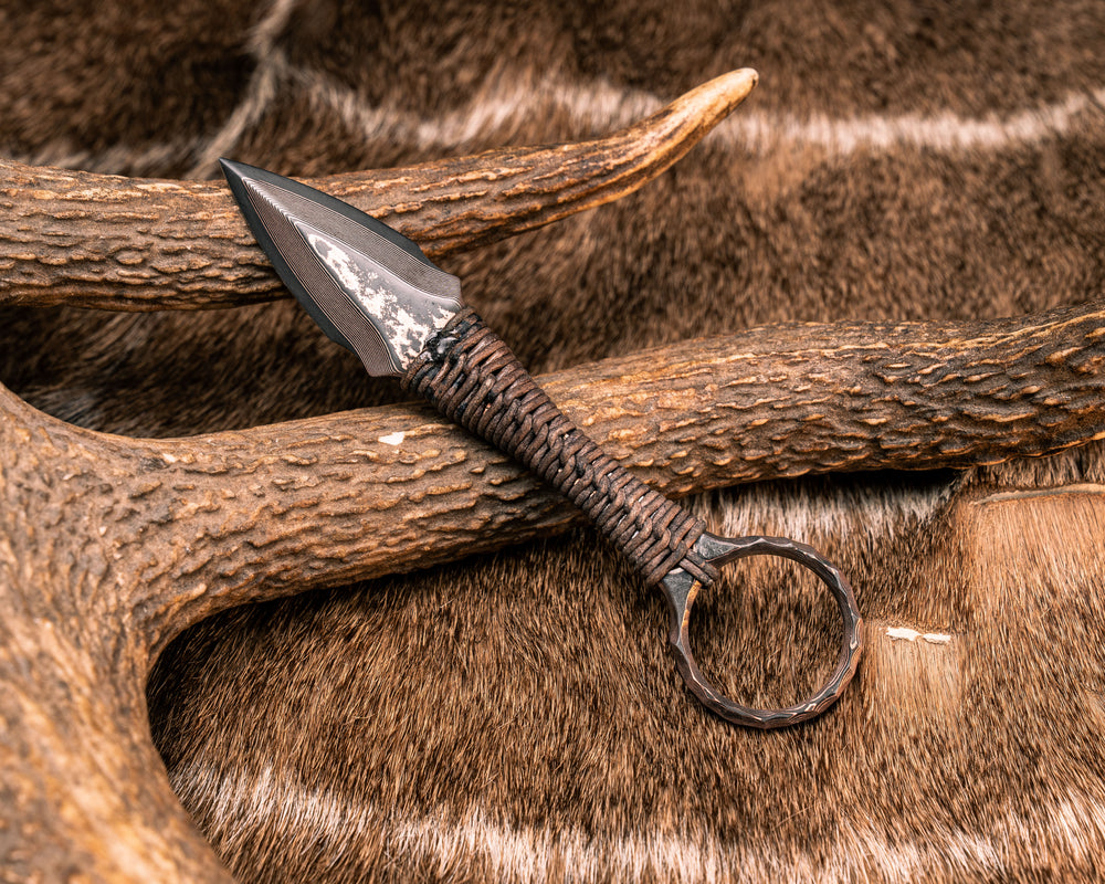 Ringstrike - Baker Forge CopperMai Random Damascus, Tan Leather Wrap