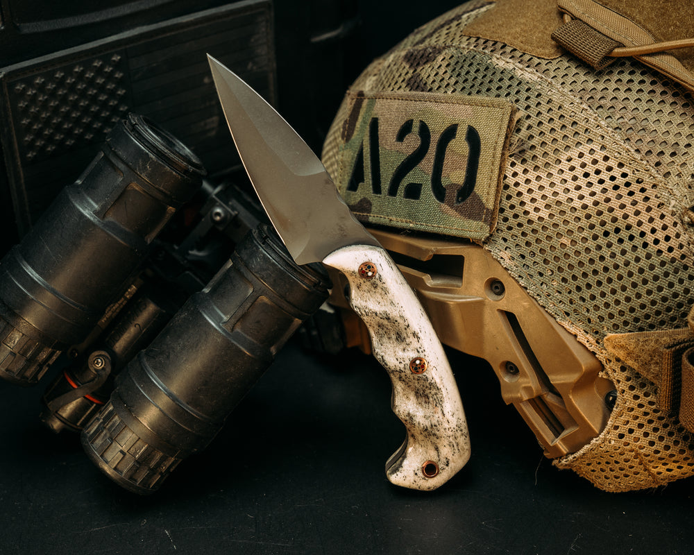 3" HUMINT- CO Elk Antler, Copper Patriot Mosaic Pins, Copper Lanyard Pin, Textured Grip