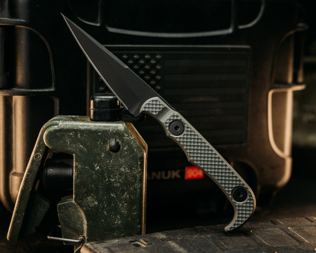 Slenderman- Grey G10, Armor Black Cerakote, Allen Bolts, Textured Grip