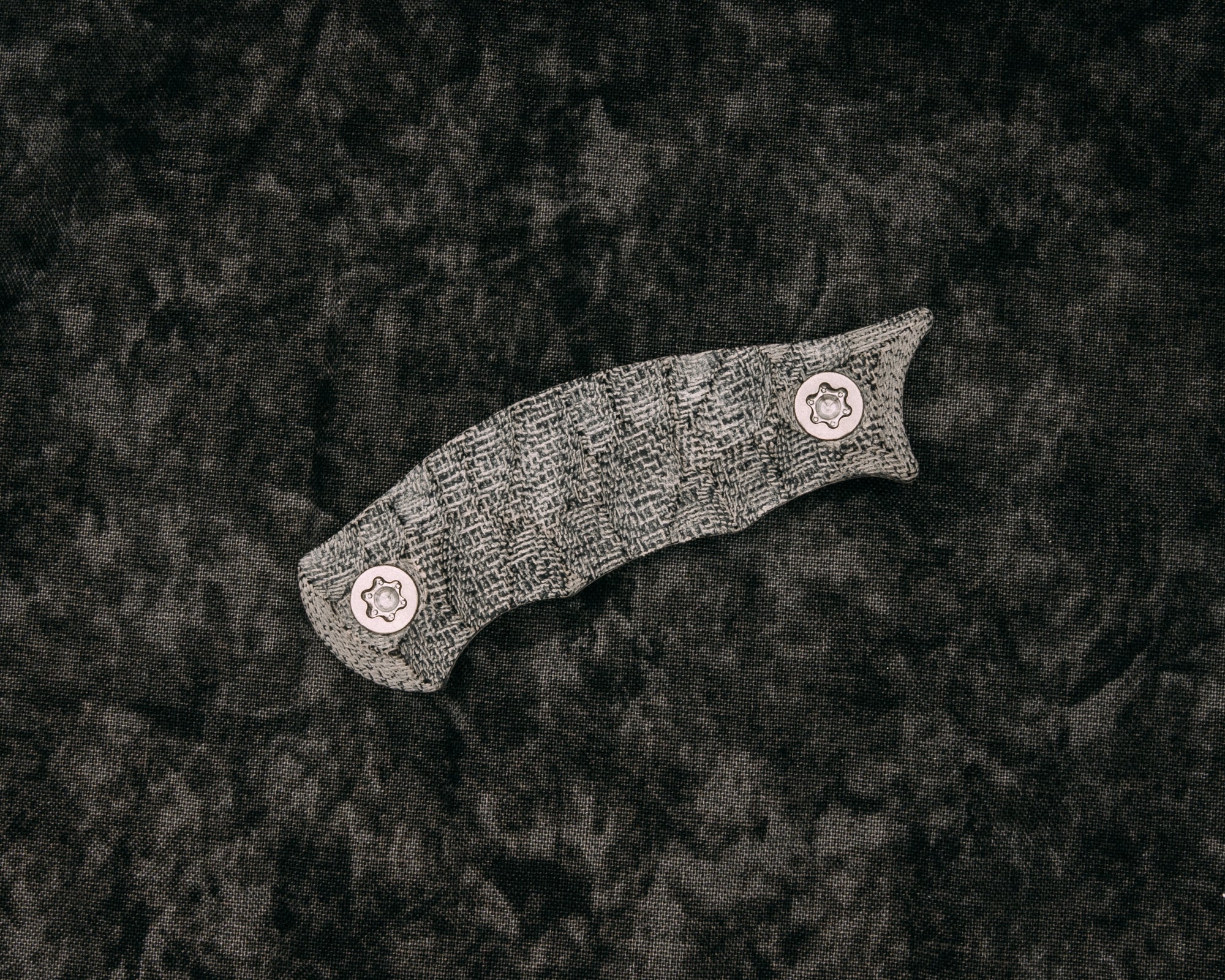 Karambito Scales- Black canvas micarta,  Ti torx bolts, chaos grip