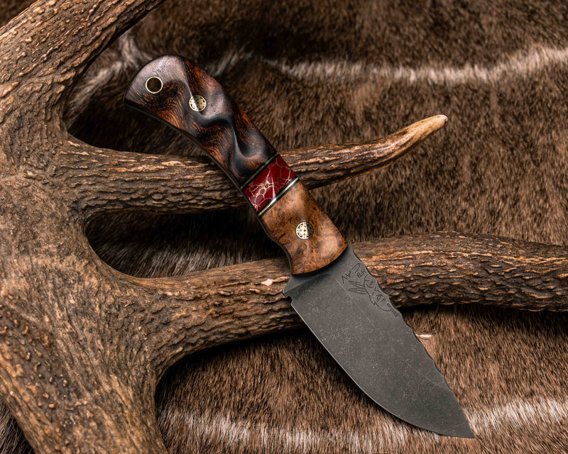 Cav Jr- Teak, Black G10 and Brass Pin Striping, Red with Gold Web Tru-stone Split, Desert Ironwood, Mosaic Pins, Brass Lanyard Pin, Textured Grip