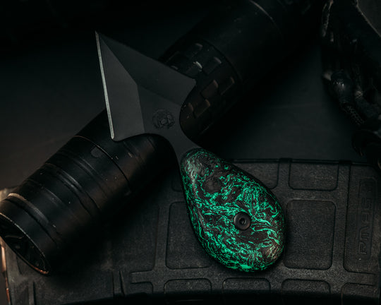 Guardian Edge (HFB x GDG) - Glow-N-Dark Carbon Fiber, Armor Black Cerakote, Allen Bolts, Smooth Grip.