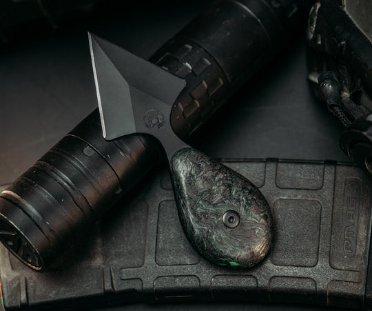 Guardian Edge (HFB x GDG) - Glow-N-Dark Carbon Fiber, Armor Black Cerakote, Allen Bolts, Smooth Grip.