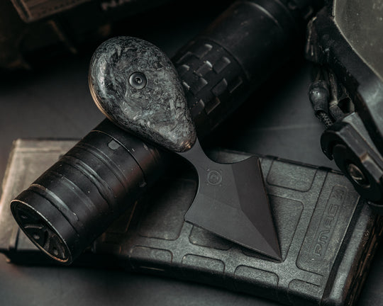Guardian Edge (HFB x GDG) - Glow-N-Dark Carbon Fiber, Armor Black Cerakote, Allen Bolts, Smooth Grip.