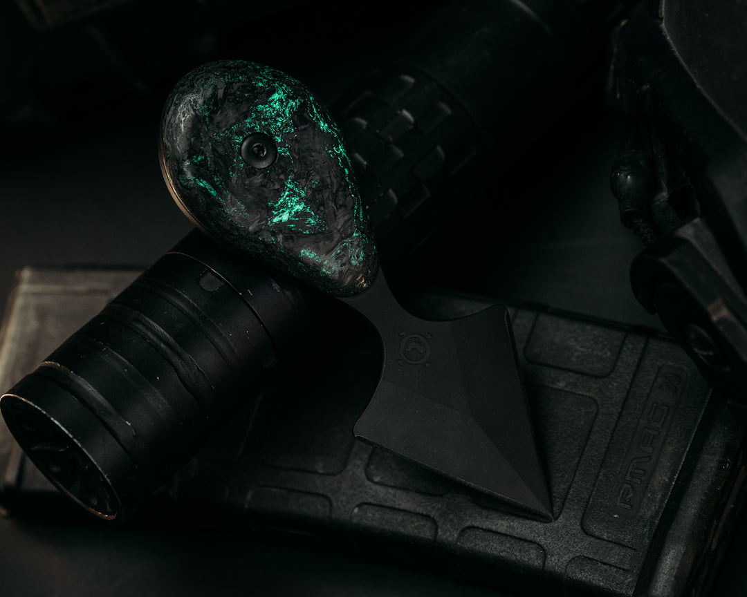 Guardian Edge (HFB x GDG) - Glow-N-Dark Carbon Fiber, Armor Black Cerakote, Allen Bolts, Smooth Grip.