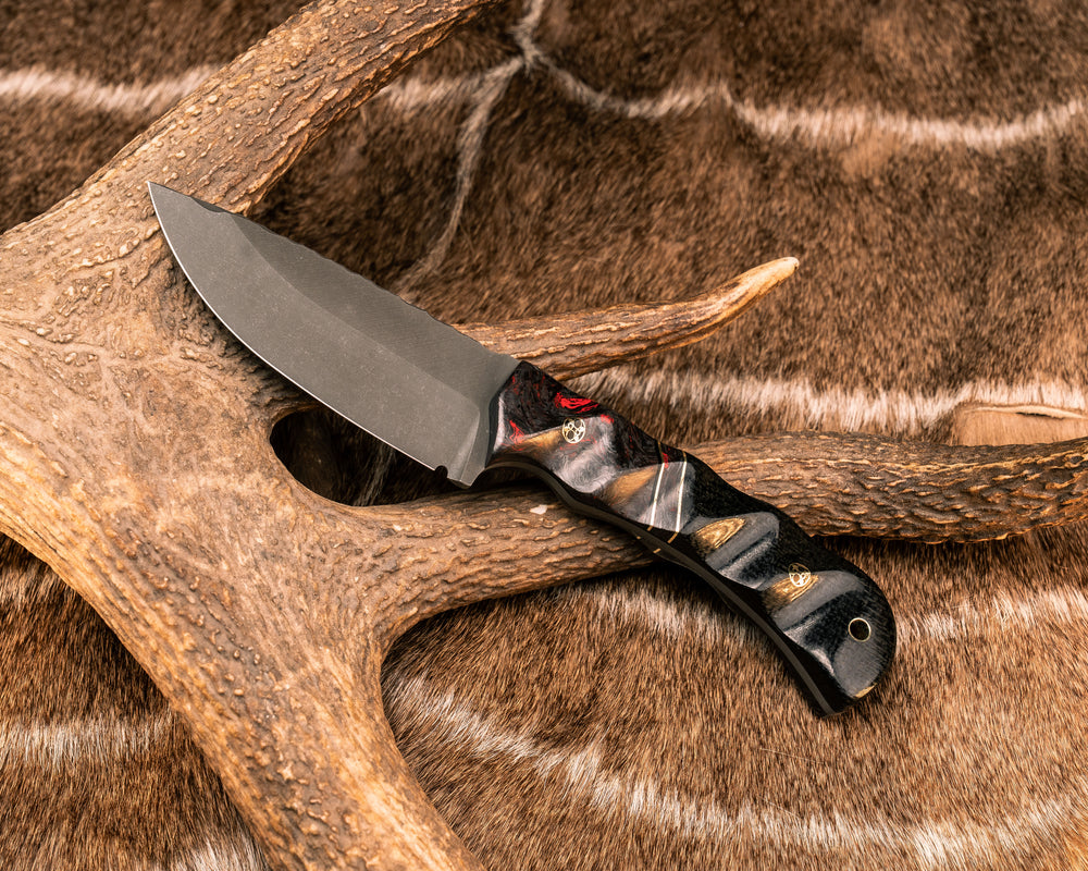 Cavner- Red Dark Matter Carbon, Black G10 and Brass Pin Striping, Red Dark Matter Carbon Split, Black Burlap Micarta, Mosaic Pins, Brass Lanyard Pin, Textured Grip