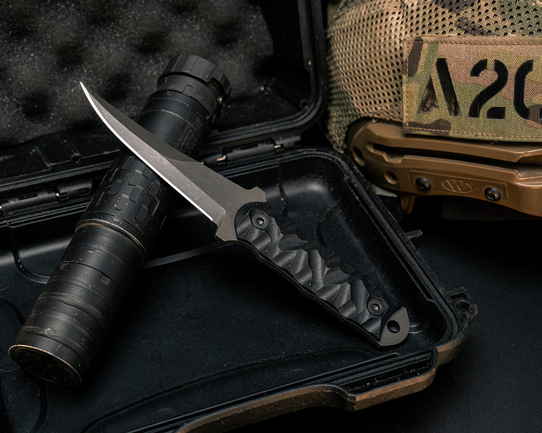 Combat Filet- Black G10, Allen Bolts, Textured Grip