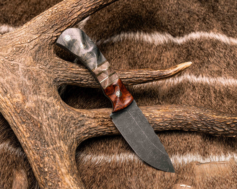 Cav Jr- Desert Ironwood, OD Green G10 and Brass Pin Striping, Maple Split, Buckeye Burl, Mosaic Pins, Textured Grip