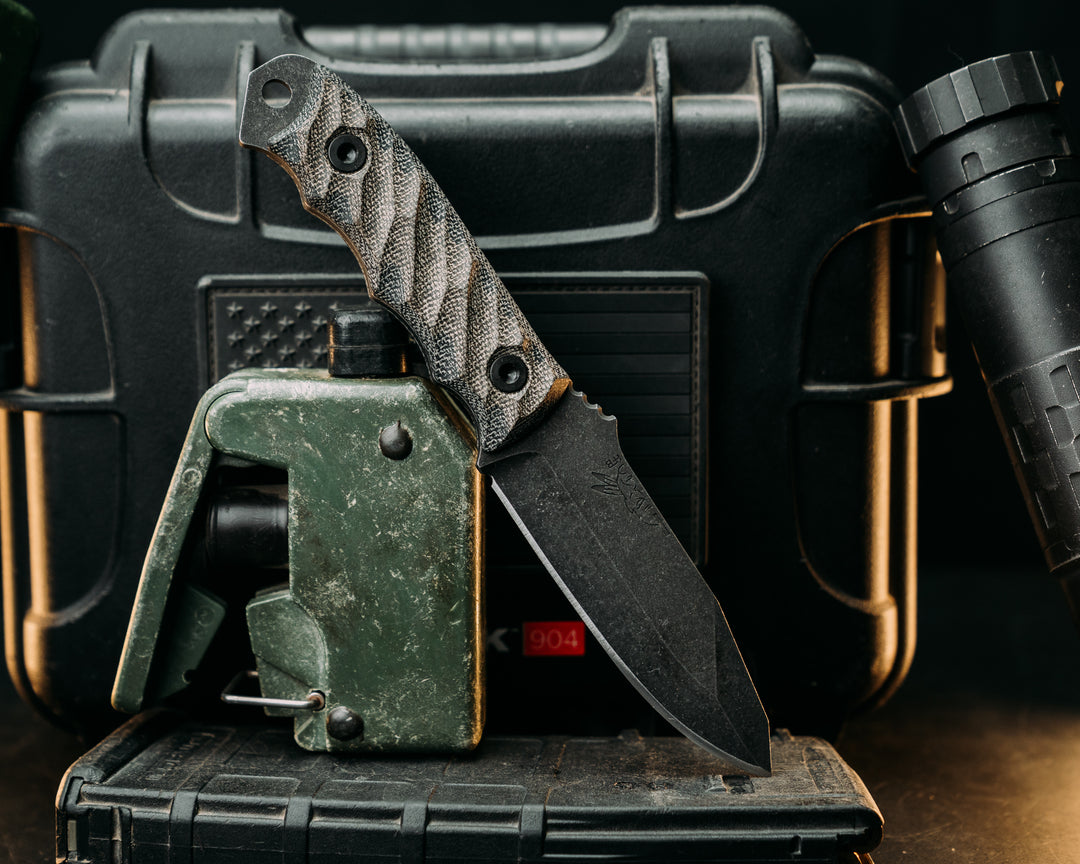 Disaster Jr- OD Green/Black Canvas Micarta, Allen Bolts, Textured Grip