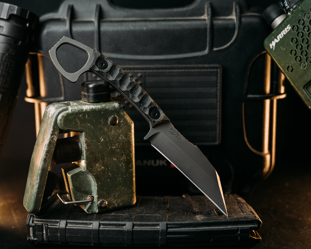 SHPOS- Black Burlap Micarta, Allen Bolts, Textured Grip