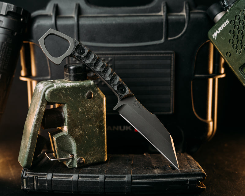SHPOS- Black Burlap Micarta, Allen Bolts, Textured Grip